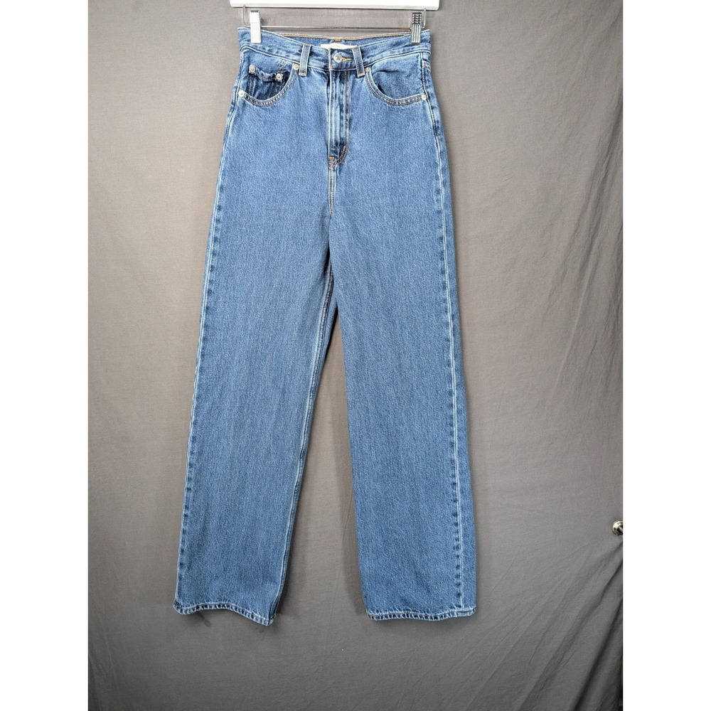 Levi's Ribcage Wide Leg Jeans High Rise Blue Denim 24x31 8187